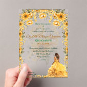 Invitations En Acrylique Jaune clair Quinceañera Design floral (In situ (ordinateur de poche))