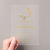 Invitations En Acrylique Jaune Classic Floral Wreath Monogramme Mariage (In situ (ordinateur de poche))