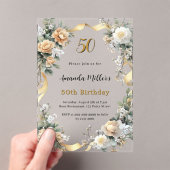 Invitations En Acrylique Jaune or fleurons ruban clair anniversaire (In situ (ordinateur de poche))