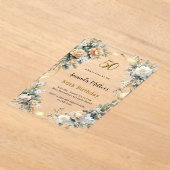 Invitations En Acrylique Jaune or fleurons ruban clair anniversaire (Poser)