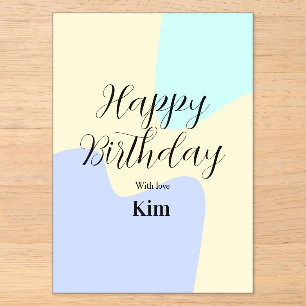 Invitations En Acrylique Jaune violet vert joyeux anniversaire abstrait pas