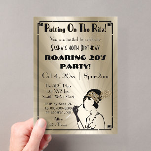 Invitations En Acrylique Jeune femme flapper art déco des années folles