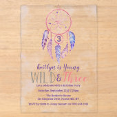 Invitations En Acrylique Jeune, Sauvage & Trois 3e Anniversaire Boho (Recto)