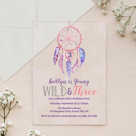 Invitations En Acrylique Jeune, Sauvage & Trois 3e Anniversaire Boho