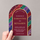 Invitations En Acrylique Jewel Tone Luxe Arc Bourgogne Mariage Or (In situ (ordinateur de poche))