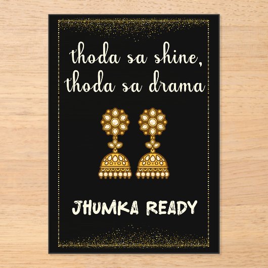 Invitations En Acrylique jhumka desi wedding sign (Recto)