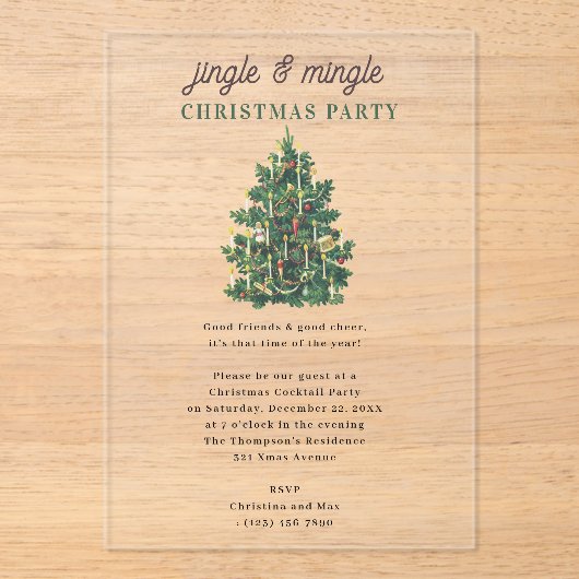 Invitations En Acrylique Jingle and Mingle Holiday Christmas Party (Recto)