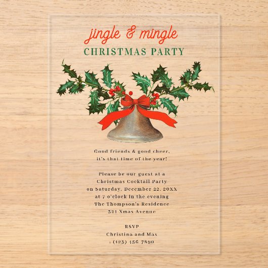 Invitations En Acrylique Jingle and Mingle Holiday Christmas Party (Recto)
