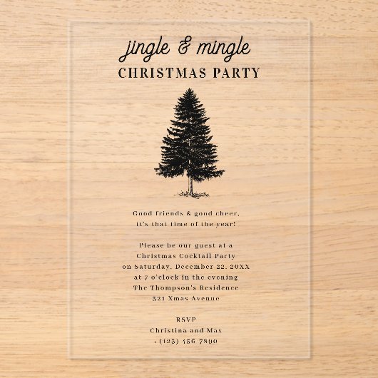 Invitations En Acrylique Jingle and Mingle Holiday Christmas Party (Recto)