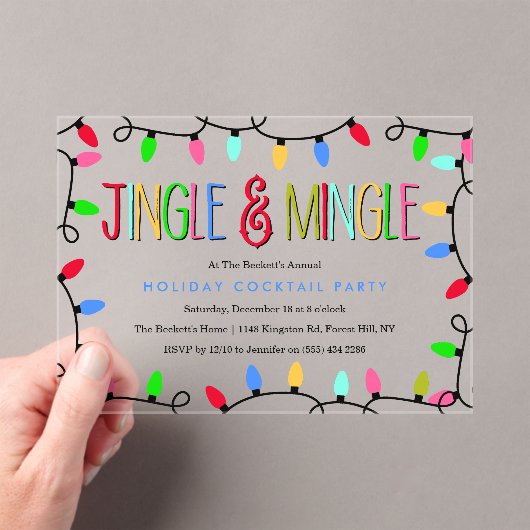Invitations En Acrylique Jingle & Mingle | Christmas Holiday Cocktail Party (In situ (ordinateur de poche))