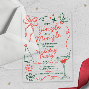 Invitations En Acrylique Jingle & Mingle Fête de Cocktail de Fêtes