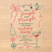 Invitations En Acrylique Jingle & Mingle | Holiday Cocktail Party (Recto)