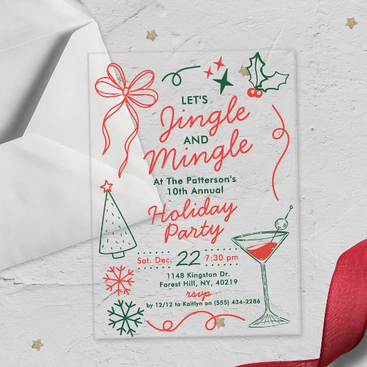 Invitations En Acrylique Jingle & Mingle | Holiday Cocktail Party