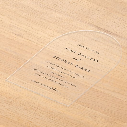 Invitations En Acrylique Jody Simple Elegant Wedding Enregistrer la date (Poser)