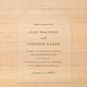 Invitations En Acrylique Jody Simple Elegant Wedding Enregistrer la date (Recto)