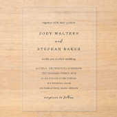 Invitations En Acrylique Jody Simple Mariage élégant (Recto)