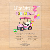 Invitations En Acrylique Joli 2e Anniversaire Golf Féminin Rose à Points (Recto)