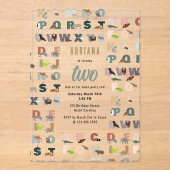 Invitations En Acrylique Joli Alphabet ABC Animaux Joyeux Anniversaire (Recto)
