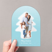 Invitations En Acrylique Joli arbre de Noël hivernal neige en forme de phot (In situ (ordinateur de poche))