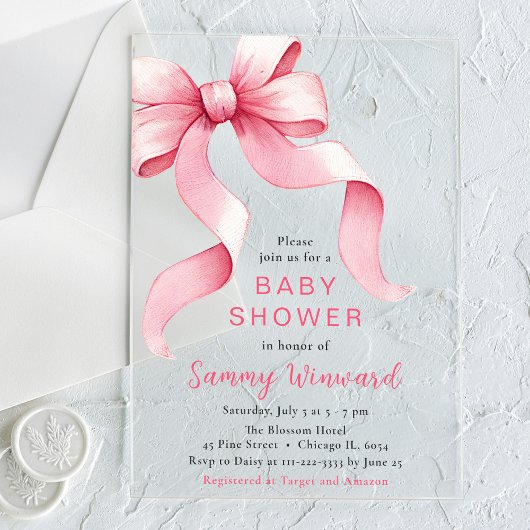 Invitations En Acrylique Joli Baby shower de boîte Coquette Rose