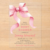 Invitations En Acrylique Joli Baby shower de boîte Coquette Rose (Recto)
