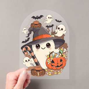 Invitations En Acrylique Joli fantôme de Halloween de style Kawaii