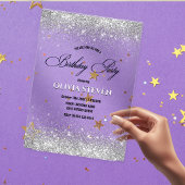 Invitations En Acrylique Joli faux argent parties scintillant monogramme an