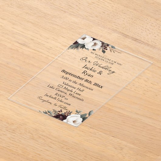 Invitations En Acrylique Joli Mariage botanique translucide (Poser)