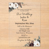 Invitations En Acrylique Joli Mariage botanique translucide (Recto)