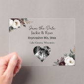 Invitations En Acrylique Joli mariage botanique translucide Enregistrer la  (In situ (ordinateur de poche))