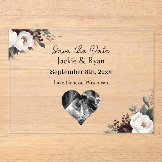 Invitations En Acrylique Joli mariage botanique translucide Enregistrer la (Recto)