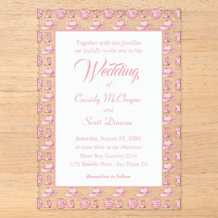 Invitations En Acrylique Joli Mariage Country Cowgirl Rose