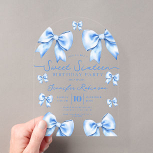 Invitations En Acrylique Joli Nœud Papillon Coquette Douce 16e Anniversaire