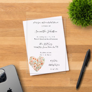Invitations En Acrylique Jolie Délicate Fleur de Pêche Mariage