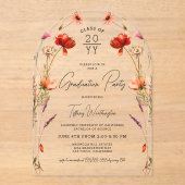 Invitations En Acrylique Jolie fête Fleur sauvage de graduation (Recto)