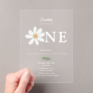 Invitations En Acrylique Jolie Fleur de Marguerite Fille 1er Anniversaire R