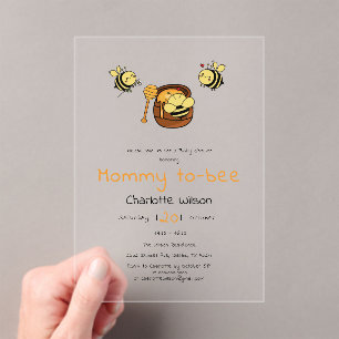Invitations En Acrylique Jolie petite abeille avec une douce baby shower po