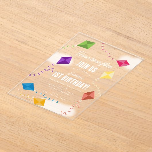 Invitations En Acrylique Jolie Volant Kites Enfants Comment le temps vole A (Poser)