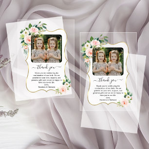 Invitations En Acrylique Jolies Filles Jumelles Photo Confirmation Merci