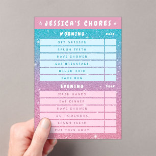 Invitations En Acrylique Jolies tâches quotidiennes scintillantes rose bleu