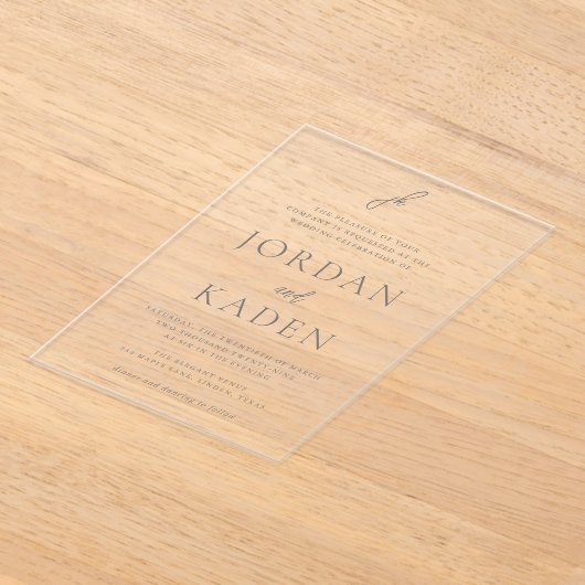 Invitations En Acrylique Jordan Grey Mariage élégant (Poser)