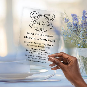 Invitations En Acrylique Jouer le noeud Fête des mariées noir