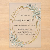 Invitations En Acrylique Jour de Noël gelé vert or (Recto)