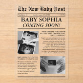 Invitations En Acrylique Journal Photo unique Baby shower esthétique (Recto)