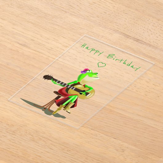 Invitations En Acrylique Joyeuse carte d'anniversaire Frog Jouer de la guit (Poser)