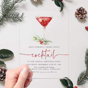 Invitations En Acrylique Joyeuse Fête de Cocktail Martini Little Holiday Pa