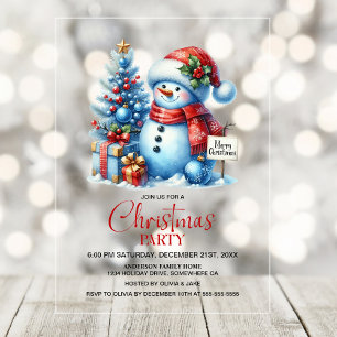 Invitations En Acrylique Joyeuse fête de Noël du bonhomme de neige