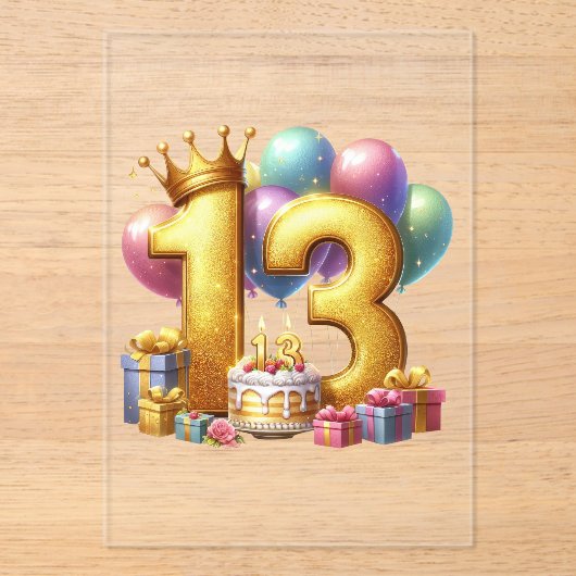 Invitations En Acrylique Joyeux 13e anniversaire (Recto)