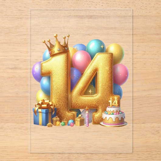 Invitations En Acrylique Joyeux 14ème anniversaire (Recto)