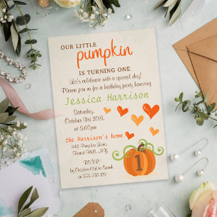 Invitations En Acrylique Joyeux 1er Anniversaire de la Petite Citrouille Mi